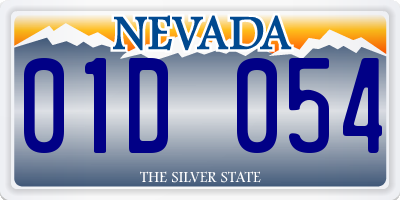 NV license plate 01D054