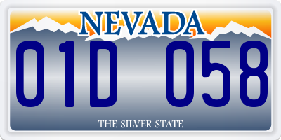 NV license plate 01D058