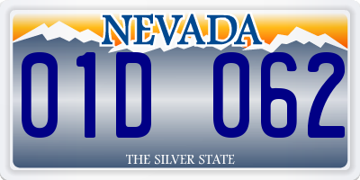 NV license plate 01D062