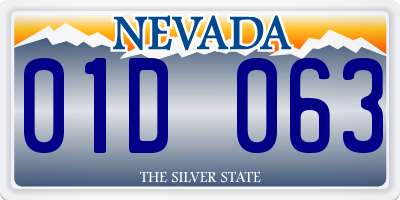 NV license plate 01D063