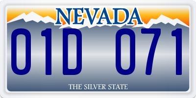 NV license plate 01D071