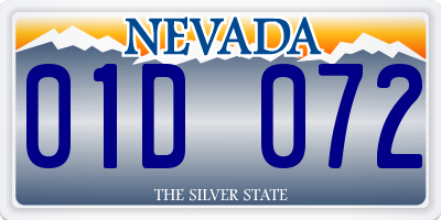 NV license plate 01D072