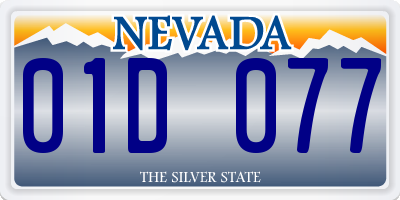 NV license plate 01D077