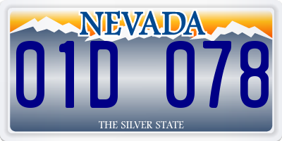 NV license plate 01D078