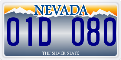 NV license plate 01D080