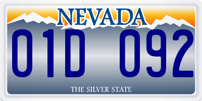 NV license plate 01D092