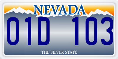 NV license plate 01D103