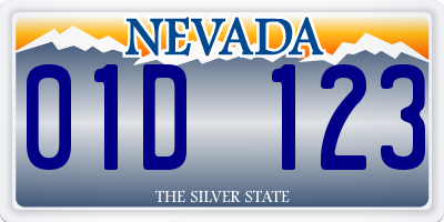 NV license plate 01D123