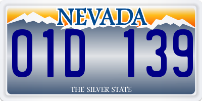 NV license plate 01D139