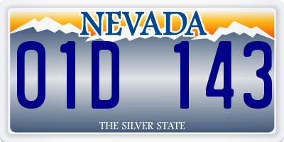 NV license plate 01D143