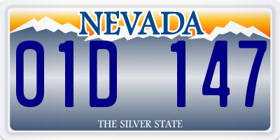 NV license plate 01D147