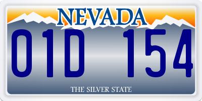 NV license plate 01D154