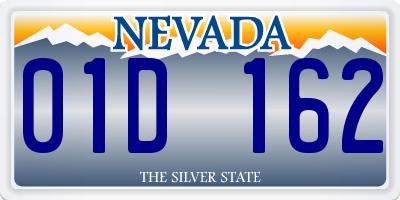 NV license plate 01D162