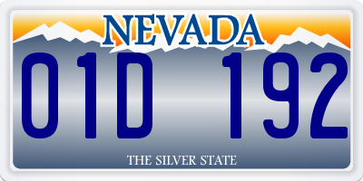 NV license plate 01D192