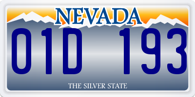 NV license plate 01D193