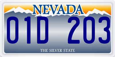 NV license plate 01D203