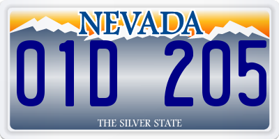 NV license plate 01D205