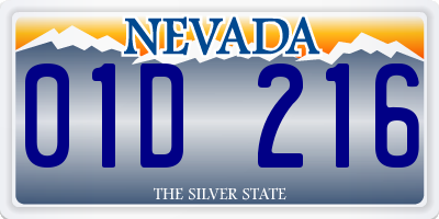 NV license plate 01D216