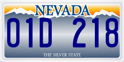 NV license plate 01D218