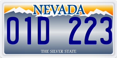 NV license plate 01D223