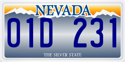NV license plate 01D231