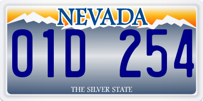 NV license plate 01D254