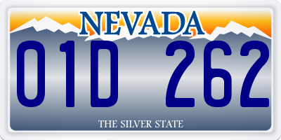 NV license plate 01D262