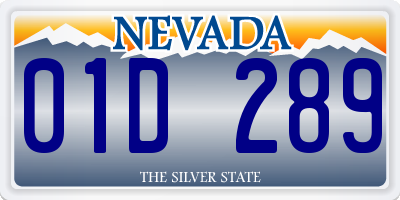 NV license plate 01D289