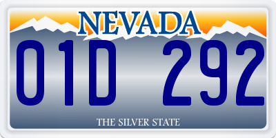 NV license plate 01D292