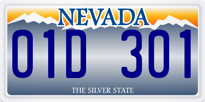 NV license plate 01D301