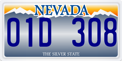 NV license plate 01D308