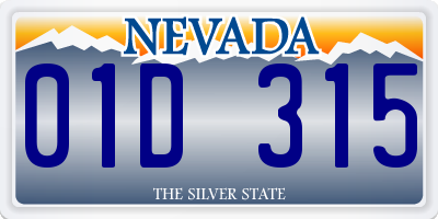 NV license plate 01D315