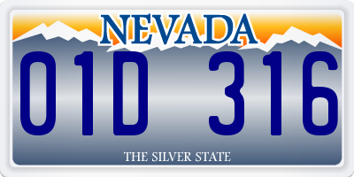 NV license plate 01D316