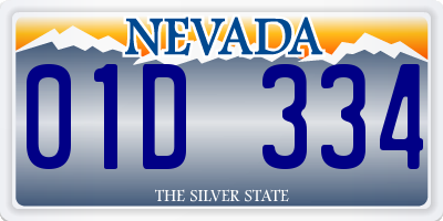 NV license plate 01D334