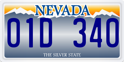 NV license plate 01D340