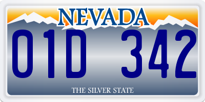 NV license plate 01D342