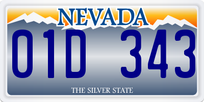 NV license plate 01D343