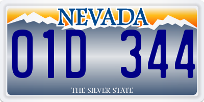 NV license plate 01D344