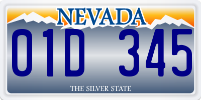 NV license plate 01D345
