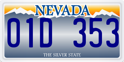 NV license plate 01D353