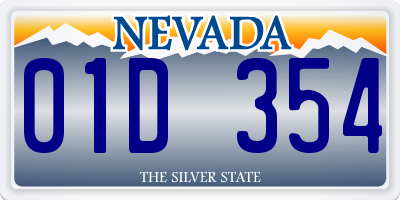 NV license plate 01D354