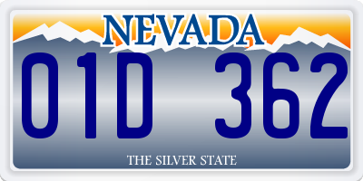 NV license plate 01D362