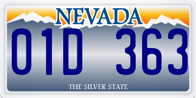 NV license plate 01D363