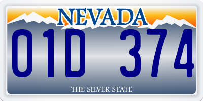 NV license plate 01D374