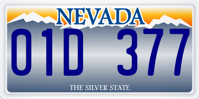 NV license plate 01D377