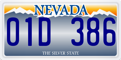 NV license plate 01D386