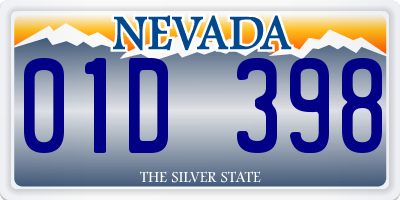 NV license plate 01D398