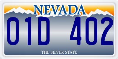 NV license plate 01D402