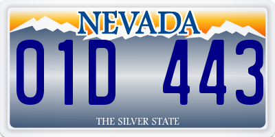 NV license plate 01D443