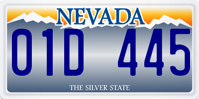 NV license plate 01D445